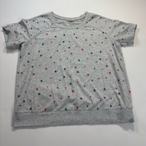 Jane and Delancey Gray Short Sleeve Tee with Red & Blue Stars